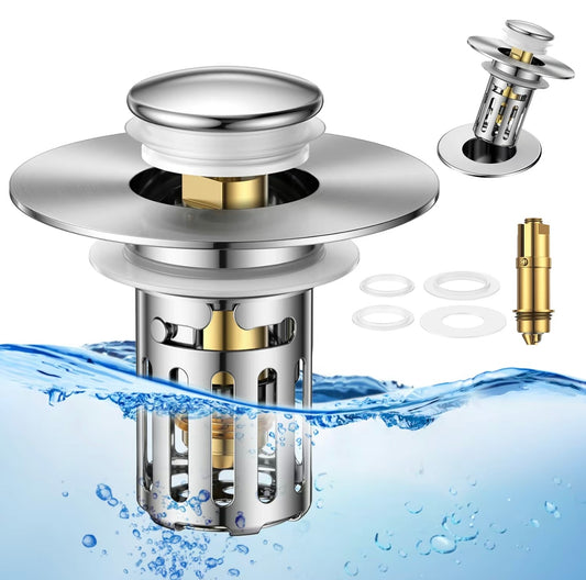 Universal 2-in-1 Bathroom Sink Stopper