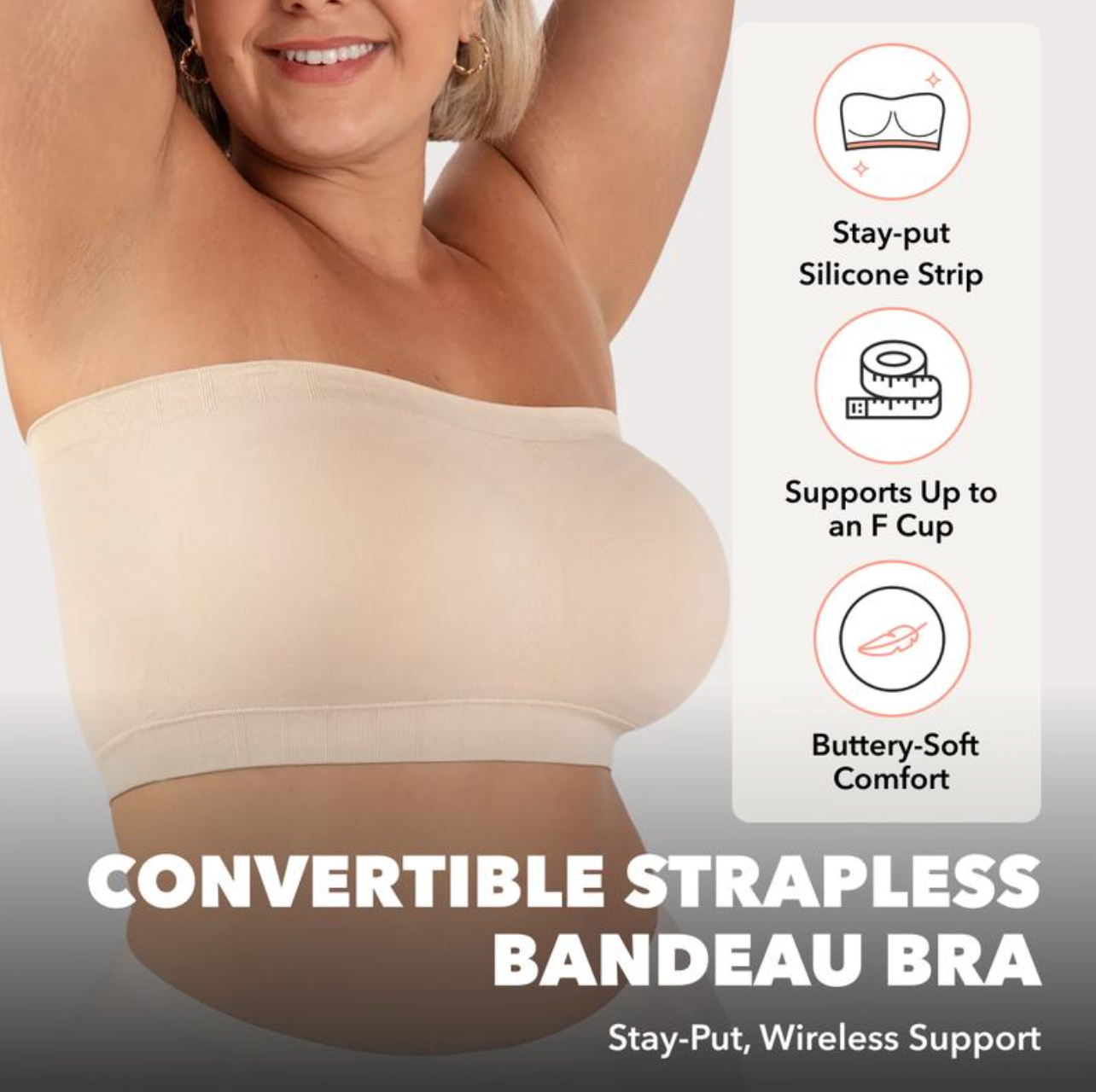 Convertible Strapless Bandeau Bra with Wireless Comfort